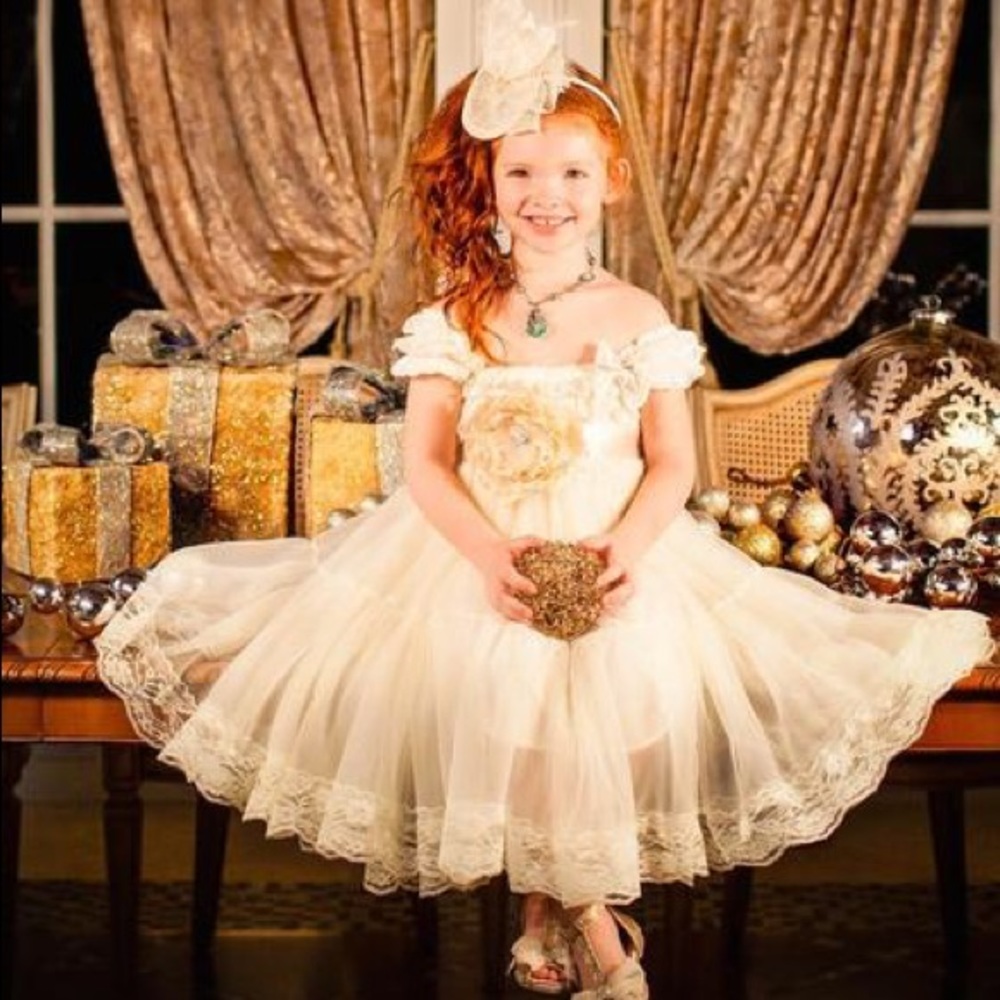 Chiffon & lace baby doll dress, flower girl 2T-4T